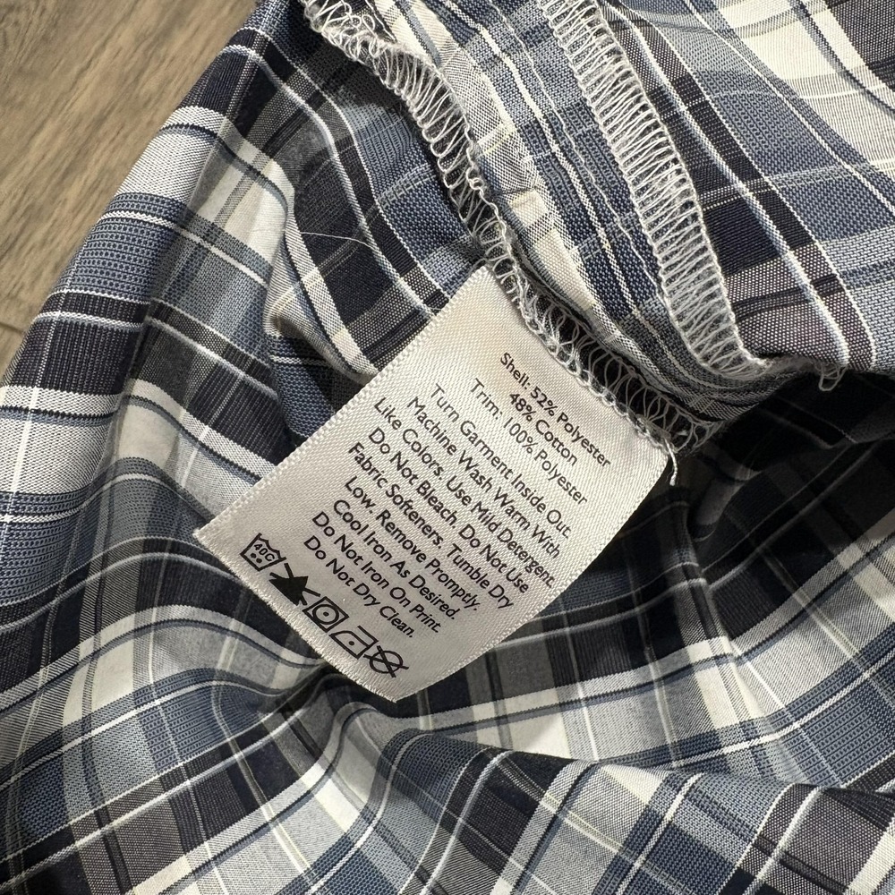 Eddie Bauer AV Shirt Mens 2XL Blue Plaid Short Sleeve Button Up Vented Outdoor - Picture 7 of 8
